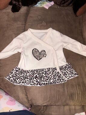 Baby Girl Wrap Top with Leopard Ruffle and Heart